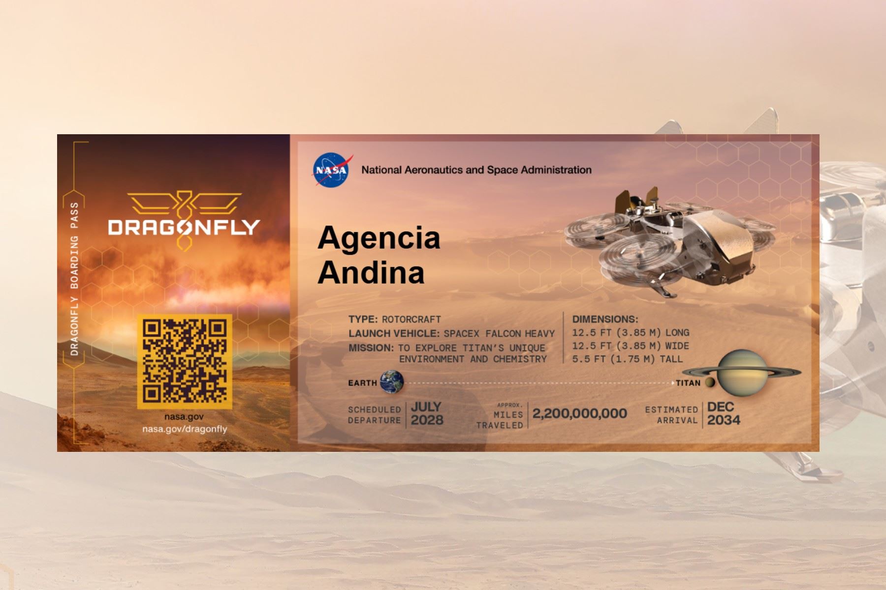 NASA te invita a enviar tu nombre a Titán a bordo de la misión Dragonfly