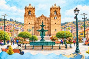 Plaza de Armas de la ciudad de Puno que celebra su 358 aniversario de fundación española.