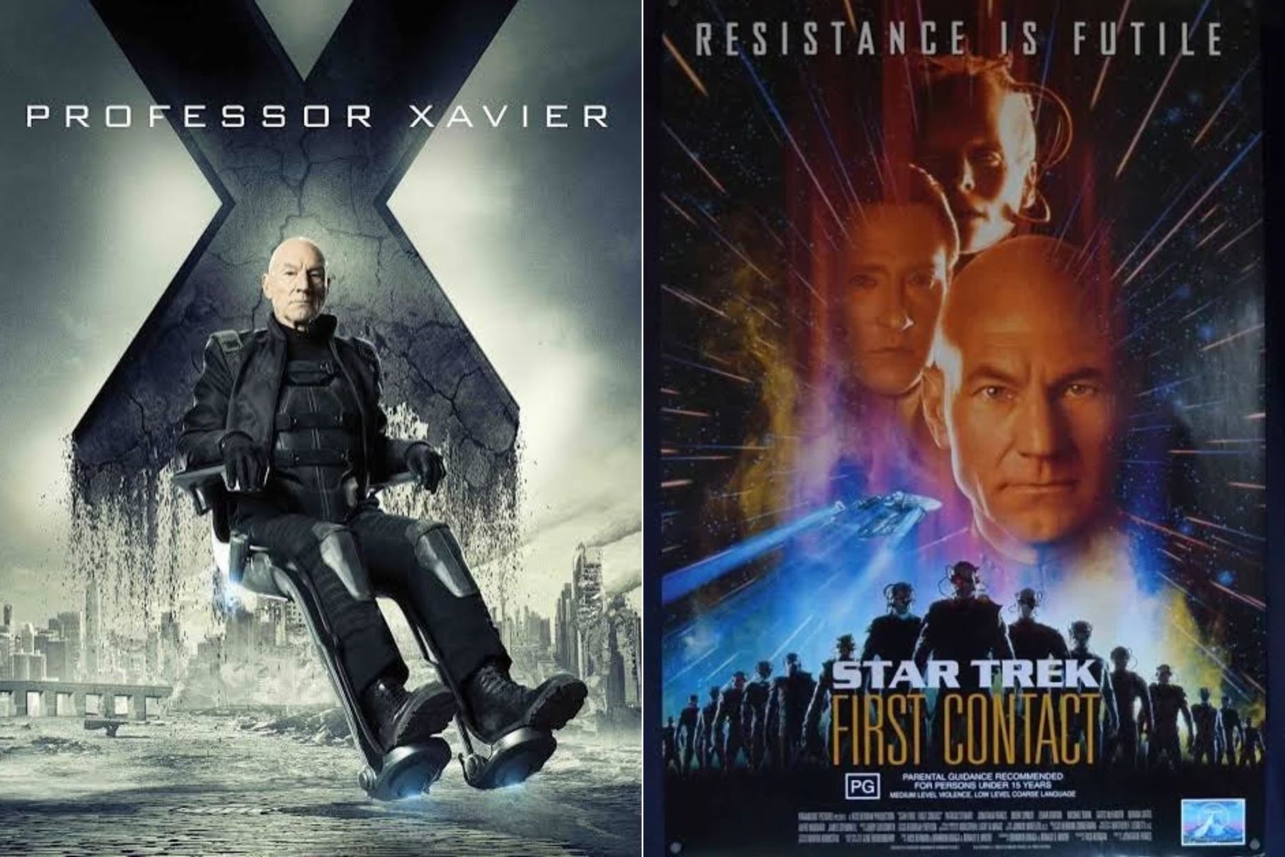 Las franquicias "Viaje a las estrellas" y "X-Men" consolidaron la carrera cinematográfica de Patrick Stewart. El actor británico participó en diversas películas de ambas sagas, interpretando al capitán Jean-Luc Picard y al profesor Charles Xavier, personajes que lo acompañaron durante décadas. Foto: ANDINA/Composición con fotos de AFP.