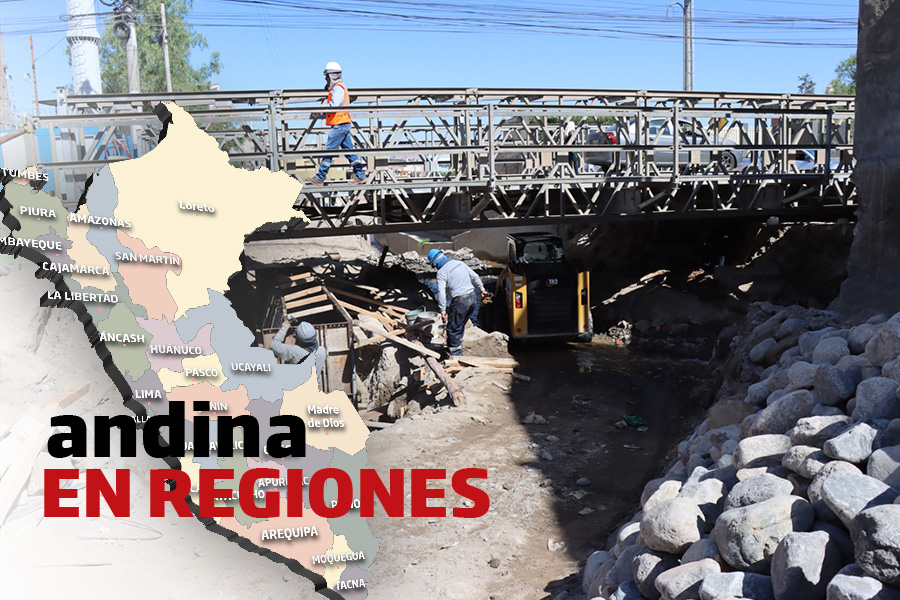 Andina en regiones: construyen muros para reforzar torrentera Chullo