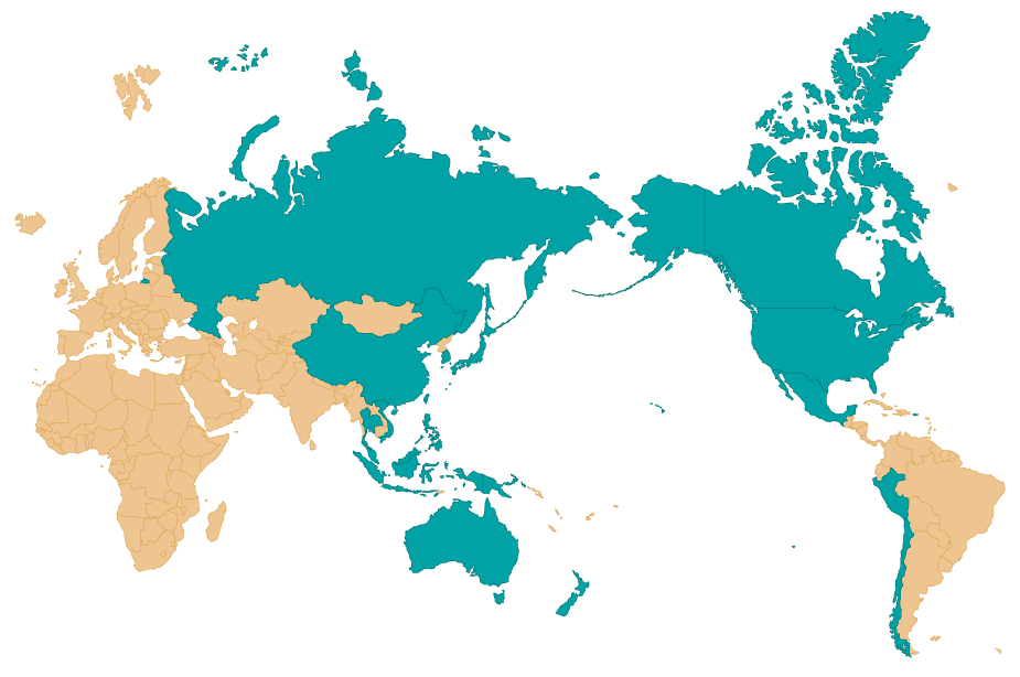 mapamundi con países miembros del Foro de Cooperación Económica Asia-Pacífico